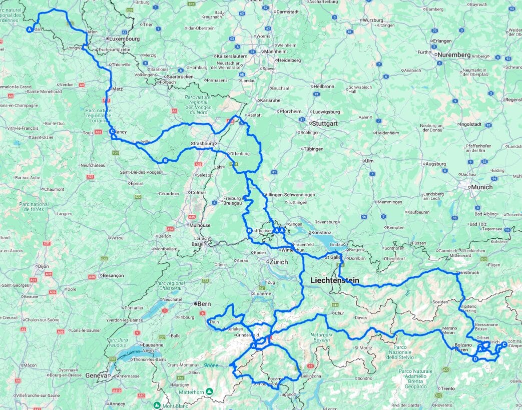 Switzerland Italy 2026 Complete Route